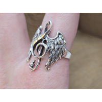 Echt zilveren ring  music gives wings